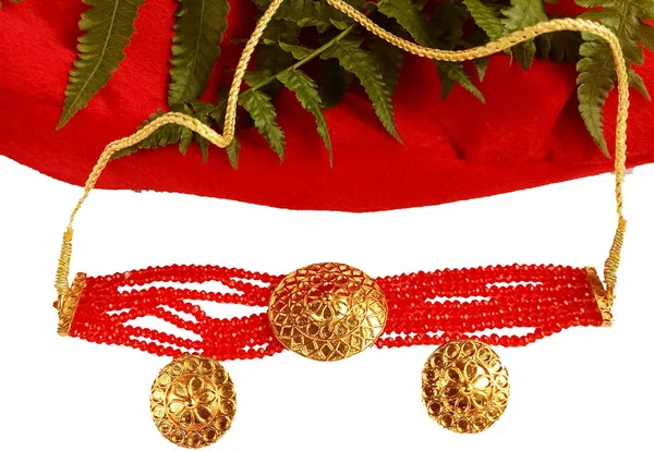 Assamese_Traditional_Gold_Plated_Red_Colour_Golpata_Necklace_Set_For_Women_&_Girls